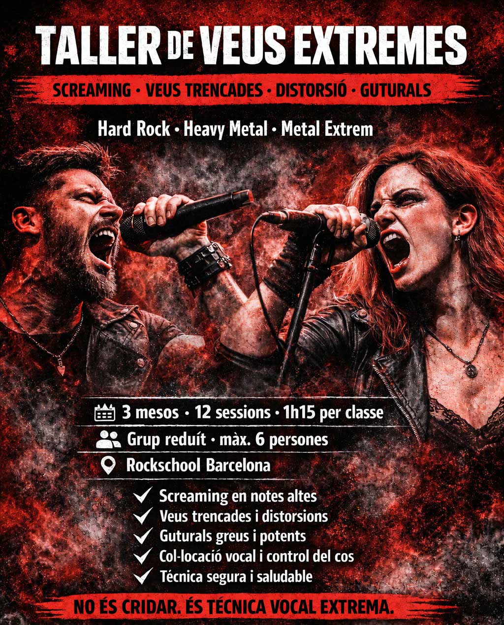 Rock School Barcelona taller veus extremes gutural heavy